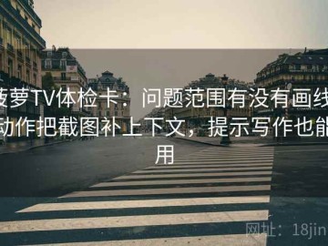 菠萝TV体检卡：问题范围有没有画线，动作把截图补上下文，提示写作也能用